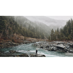 フリー写真, 風景, 山, 河川, 霧（霞）, 人と風景, 後ろ姿, アメリカの風景, カリフォルニア州