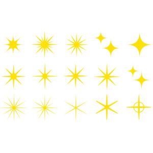 フリーイラスト, ベクター画像, AI, 星（スター）, 輝き, 黄色（イエロー）