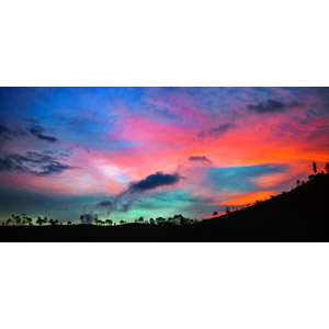 フリー写真, 風景, 自然, 空, 雲, 夕暮れ（夕方）, 夕焼け, 丘, エクアドルの風景