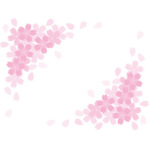 フリーイラスト, ベクター画像, AI, 背景, フレーム, 対角フレーム, 花, 桜（サクラ）, ピンク色の花, 花びら, 春