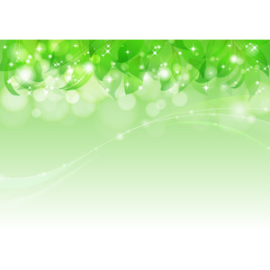 フリーイラスト, ベクター画像, AI, 背景, 植物, 葉っぱ, 新緑, 玉ボケ, 輝き, 緑色（グリーン）, 波線