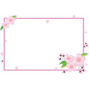 フリーイラスト, ベクター画像, EPS, 背景, フレーム, 囲みフレーム, 植物, 花, 桜（サクラ）, 春, ピンク色の花, 蕾（つぼみ）, 花びら