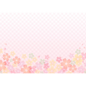 フリーイラスト, ベクター画像, AI, 背景, 花柄, 桜（サクラ）, 市松模様, ピンク色
