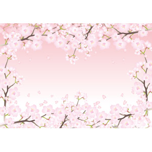 フリーイラスト, ベクター画像, AI, 背景, フレーム, 囲みフレーム, 植物, 花, 桜（サクラ）, ピンク色の花, ピンク色, 春, 花びら, 桜吹雪