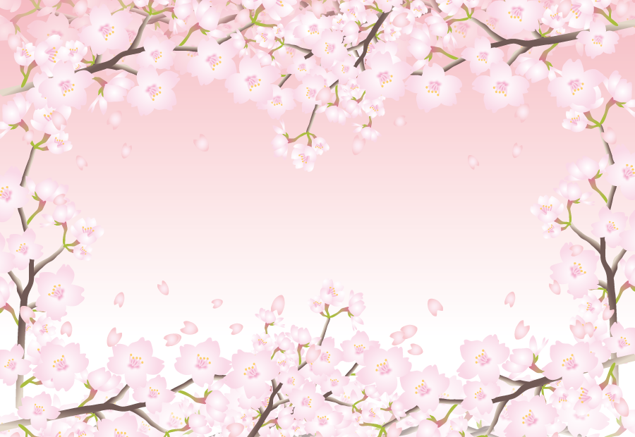 フリーイラスト 満開の桜の花の飾り枠