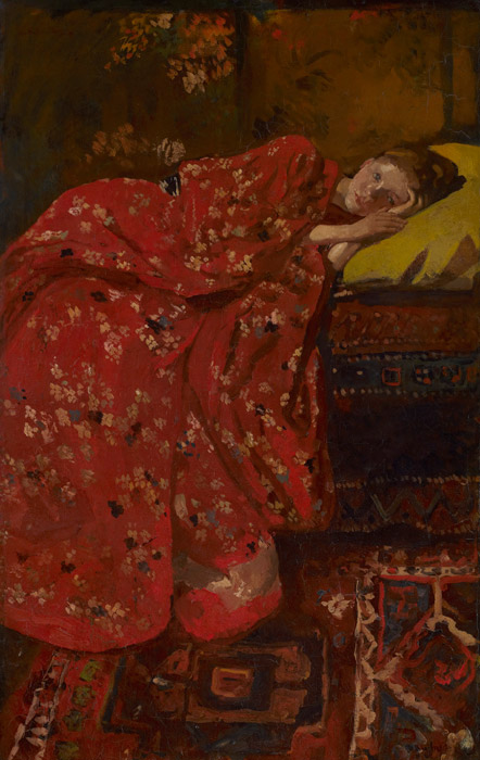 フリー絵画 ヘオルヘ・ヘンドリック・ブレイトネル作「赤い着物の少女」