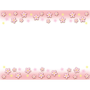 フリーイラスト, ベクター画像, AI, 背景, フレーム, 上下フレーム, 花, 桜（サクラ）, 花柄, ピンク色, 春