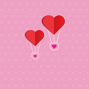 フリーイラスト, ベクター画像, AI, 背景, ハート, 熱気球, ピンク色, 愛（ラブ）
