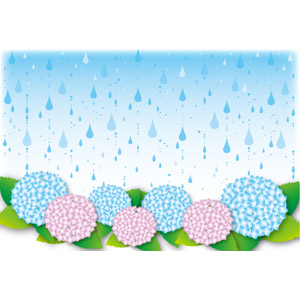 フリーイラスト, ベクター画像, AI, 背景, 天気, 雨, 梅雨, 6月, 植物, 花, 紫陽花（アジサイ）