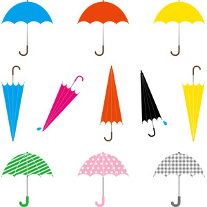 フリーイラスト, ベクター画像, AI, 雨具, 傘, 梅雨, 6月