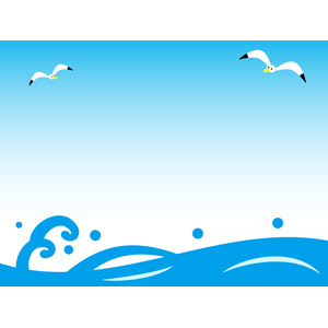 フリーイラスト, ベクター画像, AI, 風景, 自然, 海, 波, 夏, 鴎（カモメ）