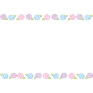 フリーイラスト, ベクター画像, AI, 背景, フレーム, 上下フレーム, 植物, 花, 紫陽花（アジサイ）, 6月, 梅雨