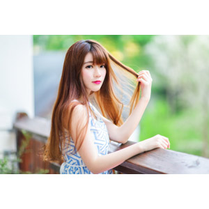 フリー写真, 人物, 女性, アジア人女性, 欣欣（00001), 中国人, 髪の毛を触る