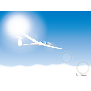 フリーイラスト, ベクター画像, AI, 乗り物, 航空機, グライダー, 青空, 雲, 雲海, 太陽光（日光）