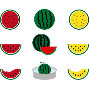 フリーイラスト, ベクター画像, AI, 食べ物（食料）, 果物（フルーツ）, 西瓜（スイカ）, 夏