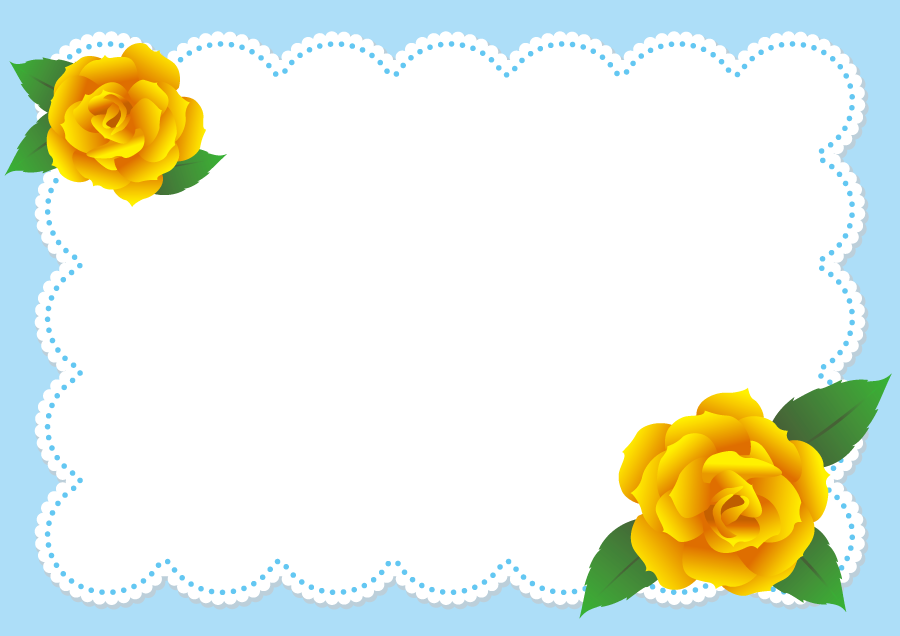 フリーイラスト 黄色のバラとレース飾りの父の日の飾り枠