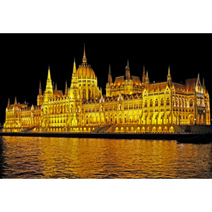フリー写真, 風景, 建造物, 建築物, 議事堂, ハンガリーの風景, ブダペスト, 河川, ドナウ川, 夜, 夜景