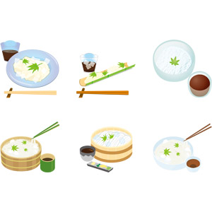 フリーイラスト, ベクター画像, AI, 食べ物（食料）, 料理, 麺類, そうめん, 日本料理, 和食, 夏