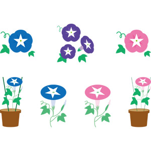 フリーイラスト, ベクター画像, AI, 植物, 花, 朝顔（アサガオ）, 夏