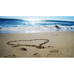 フリー写真, 風景, ビーチ（砂浜）, 海, ハート