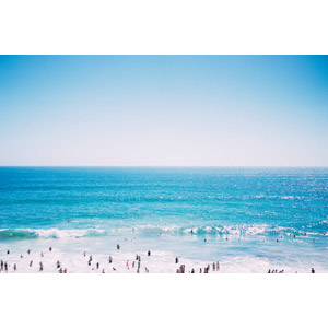 フリー写真, 風景, 人と風景, 海, 青空, 海水浴, レジャー, 人込み（人混み）, カリフォルニア州, アメリカの風景