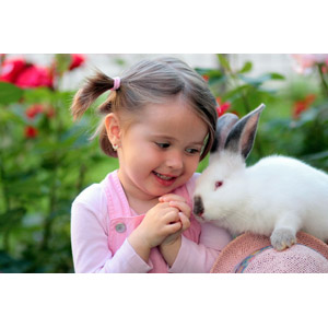 フリー写真, 人物, 子供, 女の子, 外国の女の子, ルーマニア人, 女の子（00218), 人と動物, 動物, 哺乳類, 兎（ウサギ）