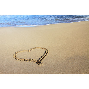 フリー写真, 風景, ビーチ（砂浜）, 海, ハート