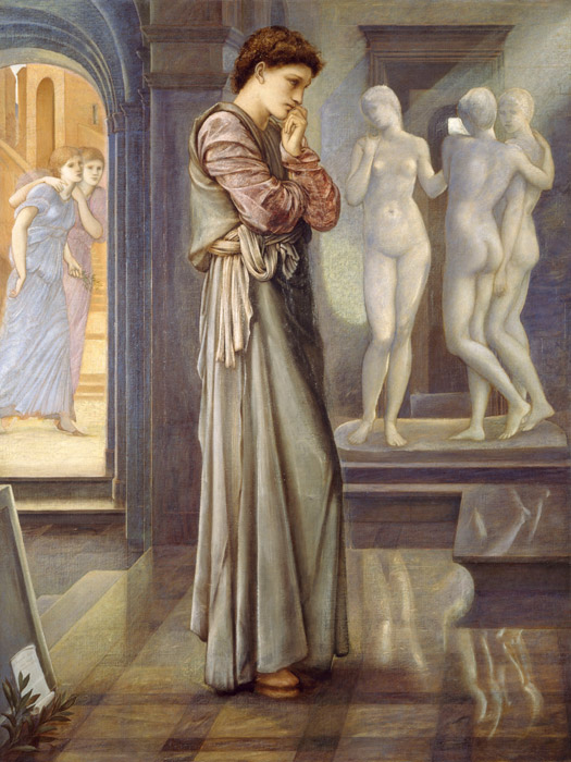 フリー絵画 エドワード・バーン＝ジョーンズ作「ピグマリオンと彫像 – 恋心」