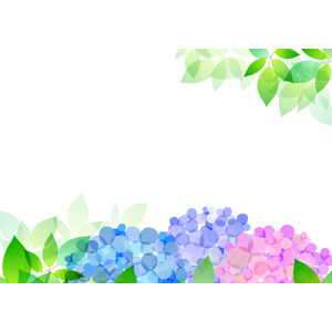 フリーイラスト, ベクター画像, AI, 背景, 梅雨, 6月, 植物, 葉っぱ, 新緑, 紫陽花（アジサイ）