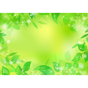 フリーイラスト, ベクター画像, AI, 背景, フレーム, 囲みフレーム, 植物, 葉っぱ, 新緑, 緑色（グリーン）
