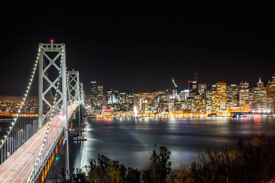 フリー写真 サンフランシスコ・オークランド・ベイブリッジと夜景