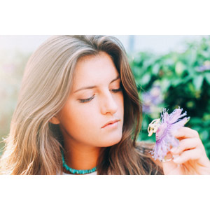 フリー写真, 人物, 女性, 外国人女性, 人と花