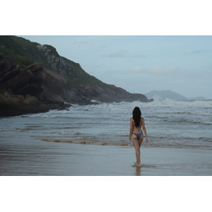 フリー写真, 人物, 女性, 後ろ姿, 水着, 人と風景, ビーチ（砂浜）, 海