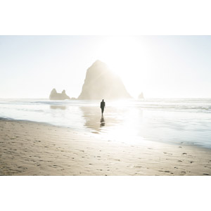 フリー写真, 風景, ビーチ（砂浜）, 海, 岩, 人と風景, 太陽光（日光）
