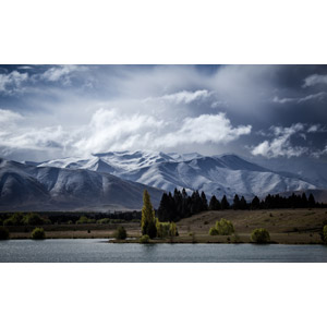 フリー写真, 風景, 自然, 山, 雪, 湖, ニュージーランドの風景, 雲