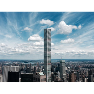 フリー写真, 風景, 建造物, 建築物, 高層ビル, 都市, マンション（団地）, 432パーク・アベニュー, アメリカの風景, ニューヨーク, 雲