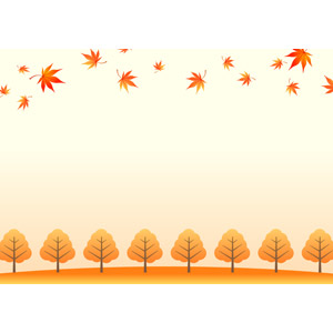 フリーイラスト, ベクター画像, EPS, 背景, フレーム, 上下フレーム, 植物, 葉っぱ, もみじ（カエデ）, 紅葉（黄葉）, 秋, 落ち葉, 樹木