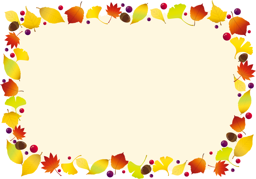 フリーイラスト 落ち葉とどんぐりの秋の飾り枠
